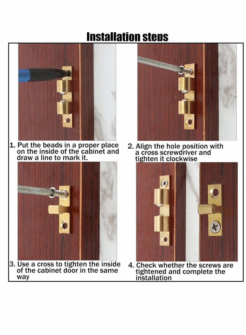 Cabinet Door Latches, Closet Ball Pull Locks, Solid Brass Adjustable Double Ball Tension Roller Latches, Hardware Accessories for Cabinets, Cabinets, Closets, Drawers, Wardrobe Doors (10 Pieces) - Image 4