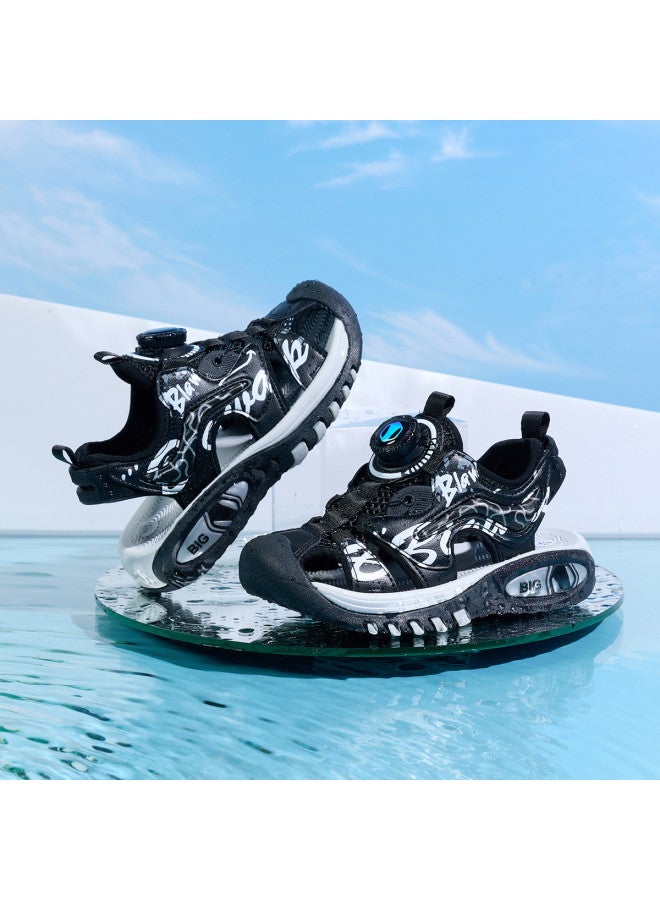 Bumblebee Rotating Buckle Kids Sandals - Boys' Summer Breathable Openwork Shoes, Comfortable Closed-toe Beach Sandals For Big Kids & Students, Stylish And Versatile - Image 2