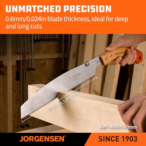 JORGENSEN Japanese Pull Saw Kataba, 10-3/8 Inch with Curved Handle, Premium SK5 Blade, 14 TPI, Woodworking Hand Saw for Hardwood & Softwood, Wood Trim - Image 4