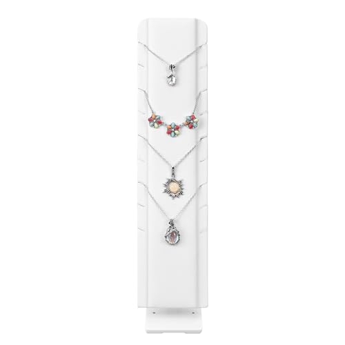 MOOCA 2 Pcs Set Multiple Pendant Necklace Display, Chain Display Stand, with Adjustable Stand for 9 necklaces, White Leatherette, 2.75 W x3.5 D x 12 H in - Image 3