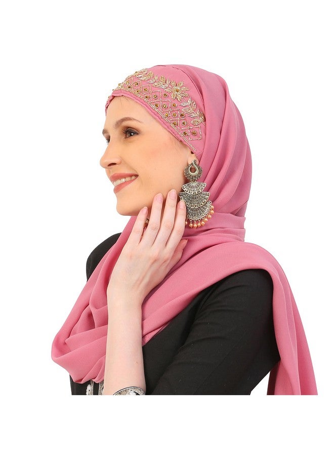 حجاب زردوزي مع نقاب يدوي للحفلات وأي مناسبة (عبوة من 1) شال عروس/شال عروس/دوبتة للنساء والفتيات جاهز للارتداء. - Image 2