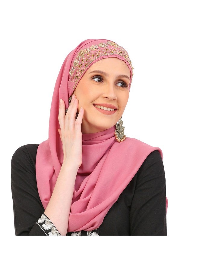 حجاب زردوزي مع نقاب يدوي للحفلات وأي مناسبة (عبوة من 1) شال عروس/شال عروس/دوبتة للنساء والفتيات جاهز للارتداء. - Image 1