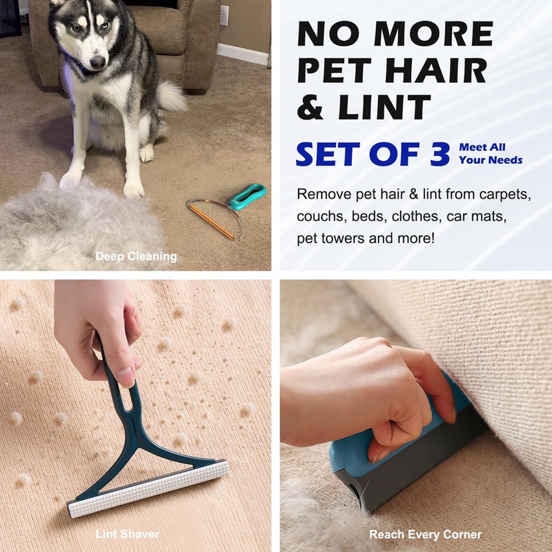Airbee Pet Hair Remover 3-Pack, Dog Cat Hair Remover, Lint Shaver Cleaner Pro, Fur Removal Tool, Portable Carpet Scraper, Fuzz Rollers Hairball Brush for Carpets, Clothes, Car Mats, Couch, Pet Bed, Furniture - Image 5