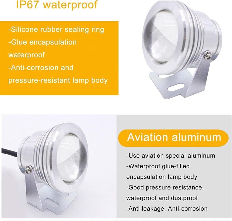 Pool Bulbs LED Pond Light Underwater 10W Pond Fountain -Mounted Underwater Spotlight,White Light B24V - Image 4