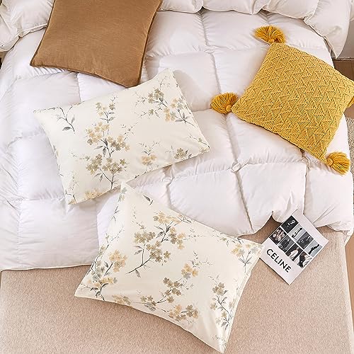 ECOCOTT 2 Pack Pillowcase King Size with Vintage Wash Painting Floral Pillow Cases Set, 100% Cotton King Pillow Covers Envelope Closure (King, 20"x36") - Image 4