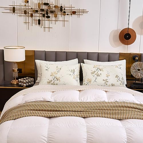 ECOCOTT 2 Pack Pillowcase King Size with Vintage Wash Painting Floral Pillow Cases Set, 100% Cotton King Pillow Covers Envelope Closure (King, 20"x36") - Image 5
