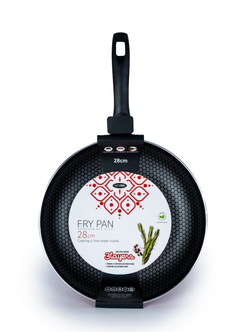 Senstan  Flame Design Fry Pan | Non-Stick Frying Pan | 28X5.9Cm Skillet | Flame-Patterned Sauté Pan | Premium Cooking Pan - Image 3