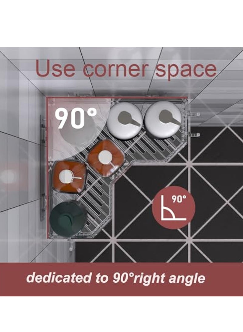 KASTWAVE حامل دش زاوي 2 عبوة، رفوف منظم دش لاصقة، لتخزين الحمام وزخرفة المنزل والمطبخ، منظم حمام مقاوم للصدأ واضح، ملحقات RV، بدون حفر - Image 2