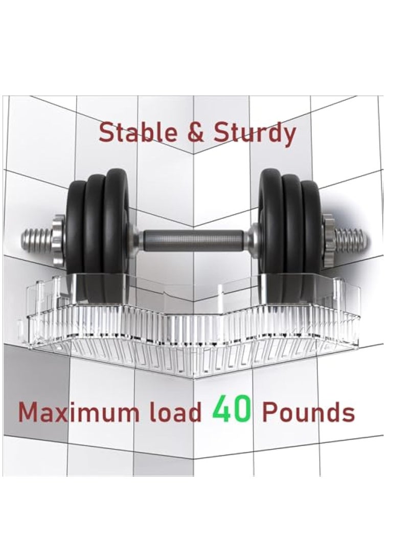 KASTWAVE حامل دش زاوي 2 عبوة، رفوف منظم دش لاصقة، لتخزين الحمام وزخرفة المنزل والمطبخ، منظم حمام مقاوم للصدأ واضح، ملحقات RV، بدون حفر - Image 3