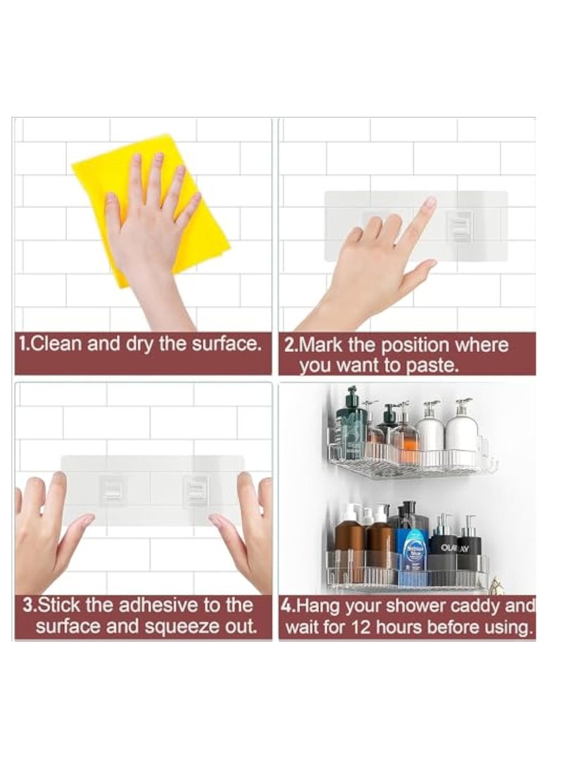 KASTWAVE حامل دش زاوي 2 عبوة، رفوف منظم دش لاصقة، لتخزين الحمام وزخرفة المنزل والمطبخ، منظم حمام مقاوم للصدأ واضح، ملحقات RV، بدون حفر - Image 4