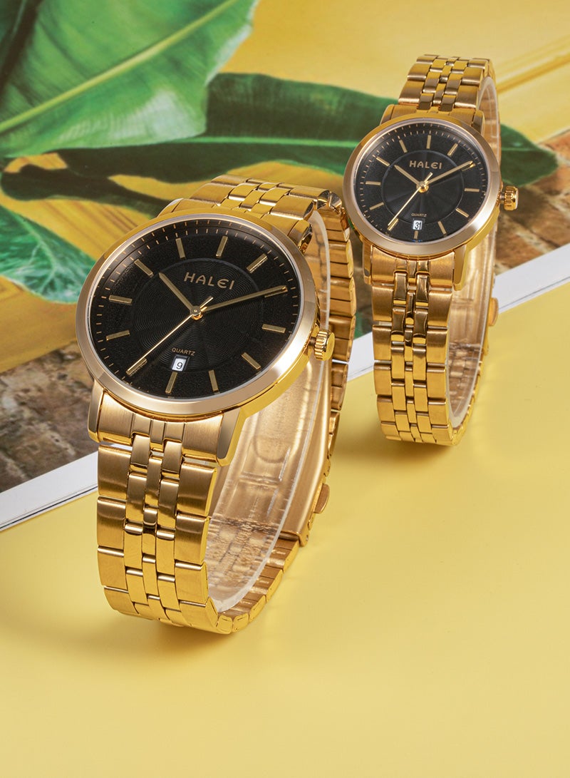 هالي ساعة هالي هارلي 586 مل كوارتز بسيطة للزوجين - طقم ساعات متناسقة له ولها، تصميم بسيط، هدية رومانسية مثالية - Image 2