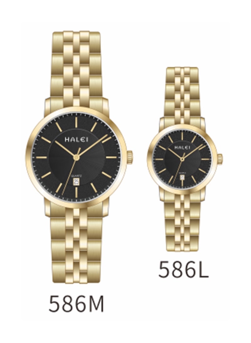 هالي ساعة هالي هارلي 586 مل كوارتز بسيطة للزوجين - طقم ساعات متناسقة له ولها، تصميم بسيط، هدية رومانسية مثالية - Image 1