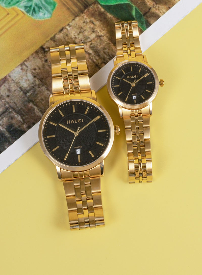 هالي ساعة هالي هارلي 586 مل كوارتز بسيطة للزوجين - طقم ساعات متناسقة له ولها، تصميم بسيط، هدية رومانسية مثالية - Image 3