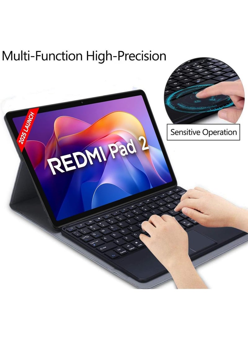 Keyboard case for Redmi Pad 2 PU leather Cover Detachable Bluetooth Keyboard with Arabic and English letter Touchpad supports Multi Viewing Angles compatible for Redmi Pad 2  - Image 5