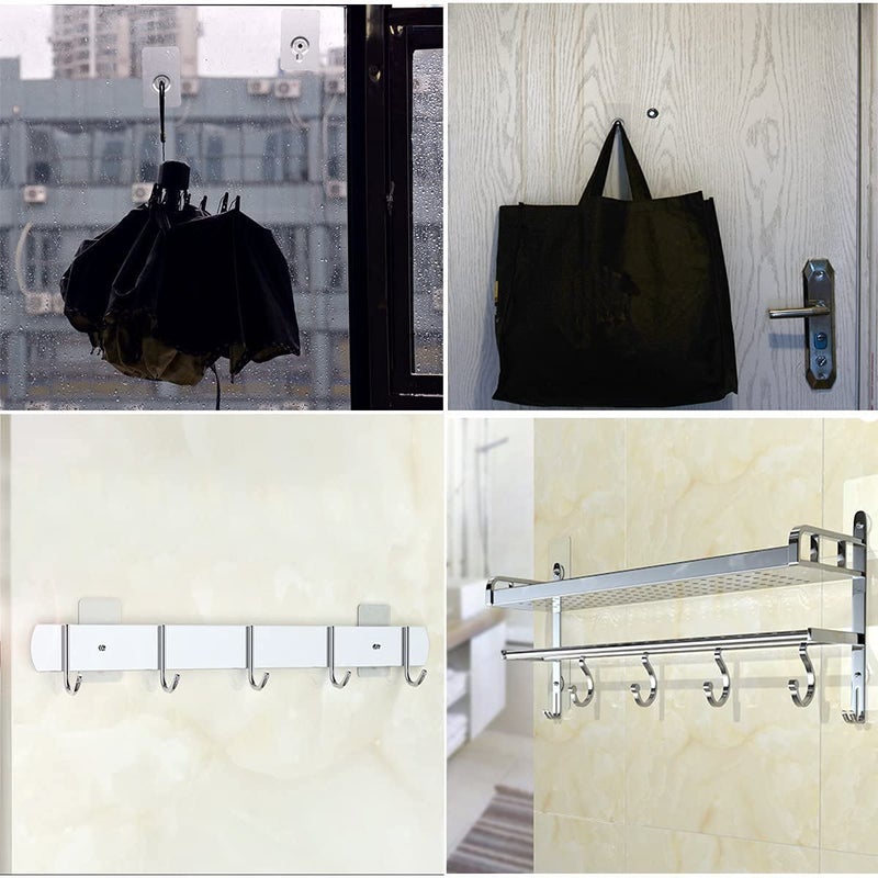 6 Pcs Transparent Nail Free Wall Hook Screw Self Adhesive No Drilling Punch Free NonTrace for Kitchen Installation Home Bathroom Clear Hook Detachable Adhesive Heavy Duty Hanging Wall Mounted  - Image 5