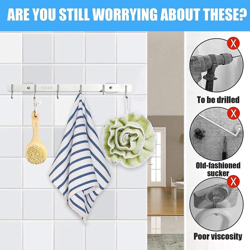 6 Pcs Transparent Nail Free Wall Hook Screw Self Adhesive No Drilling Punch Free NonTrace for Kitchen Installation Home Bathroom Clear Hook Detachable Adhesive Heavy Duty Hanging Wall Mounted  - Image 3