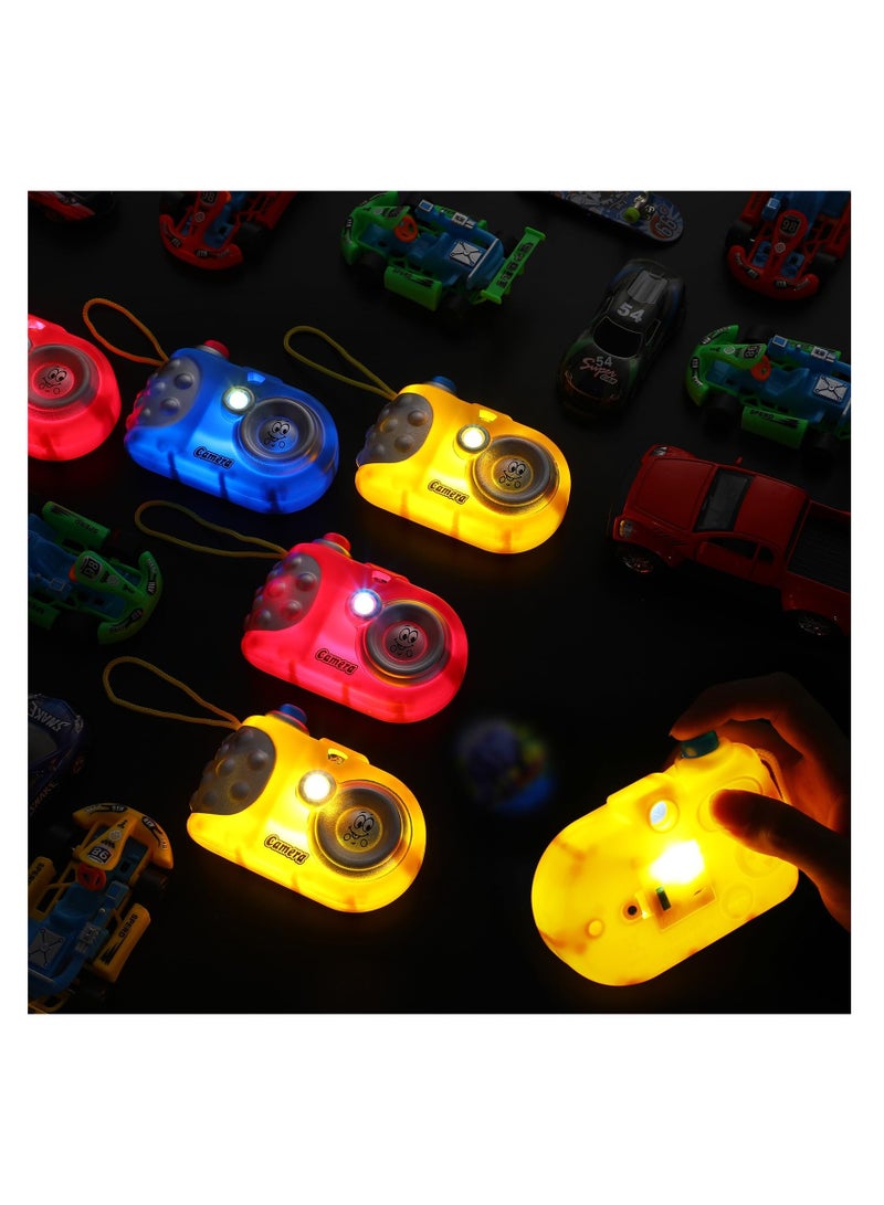 SYOSI 12 Pcs Light up Camera Set Plastic Cameras with Animal Images in Viewfinder Pretend Play Prop Camera with Projector for Kids Gift Giving Birthday Party Favor(Colors Random) - Image 2
