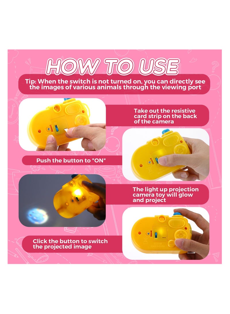 SYOSI 12 Pcs Light up Camera Set Plastic Cameras with Animal Images in Viewfinder Pretend Play Prop Camera with Projector for Kids Gift Giving Birthday Party Favor(Colors Random) - Image 3