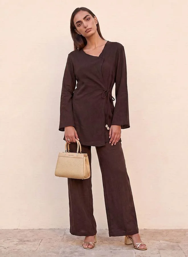 ايكونيك Iconic Wrap Top with Tie-Up Detail