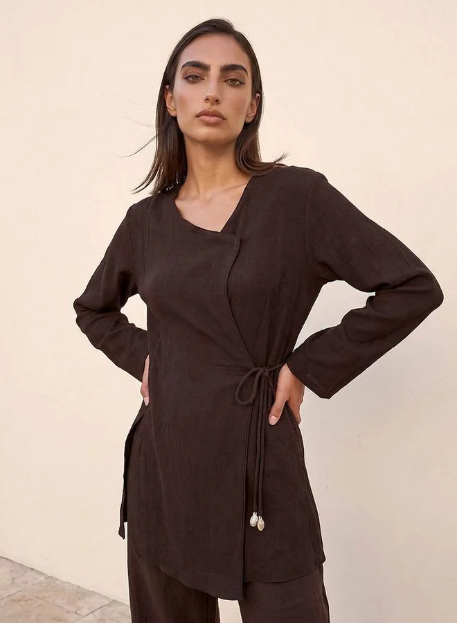 ايكونيك Iconic Wrap Top with Tie-Up Detail