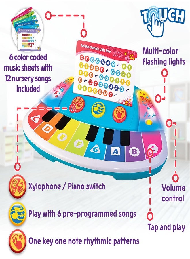 HAP-P-KID Magic Touch Baby Piano, Toddler Music Toy, Infant Touch Sensor Musical Instrument, Switch Between Xylophone, Kids Play Fun Gifts for 9 12 18 24 Month, 1 2 3 Year Old Boys Girls - Image 2