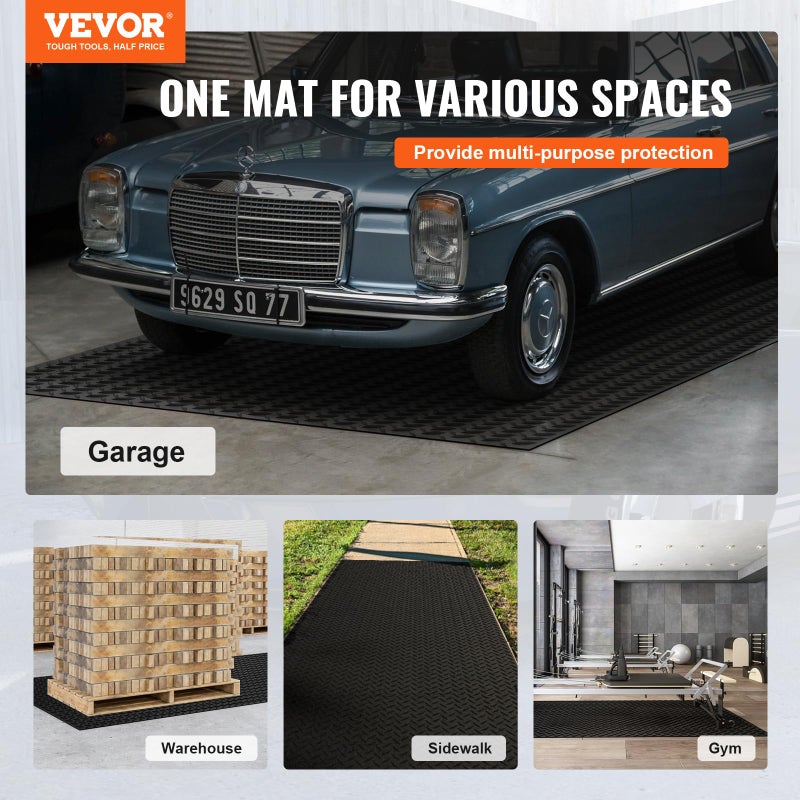 VEVOR Diamond-Plate Rubber Flooring Roll, 3 mm x 4 ft x 6 ft Garage Floor Mat, SBR Rubber Garage Flooring Roll, Easy to Clean, Diamond Plate Rubber Mat for Under Cars, Garage Industry Gym, Black - Image 2
