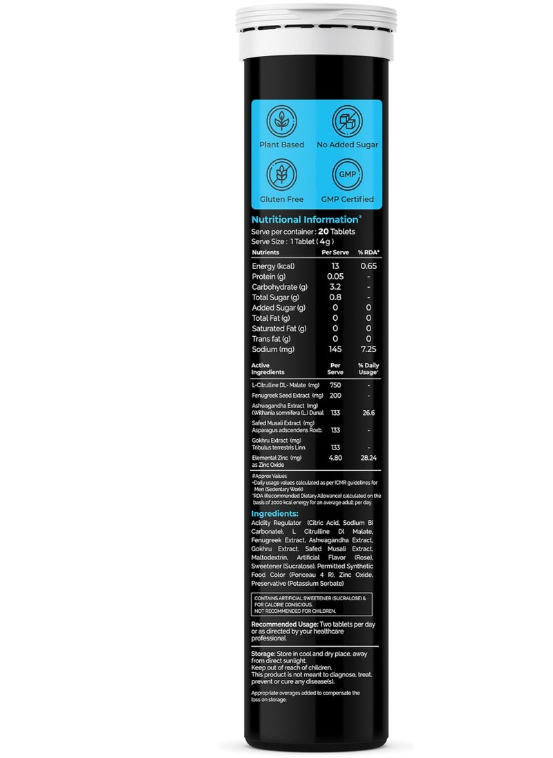 AURIC - Auric Men S Energy++ 20 Tablets|Ashwagandha, Gokshura, Safed Musli, Fenugreek, L Citrulline And Zinc Blend For Performance Boost|Helps Improve Vitality, Stamina & Strength|Research-Backed Ingredient - Image 1