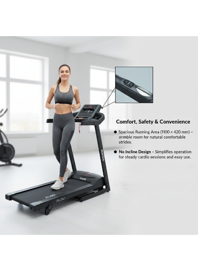 Axox Fitness Flow Foldable Electric Treadmill for Home | Smart Running & Walking Machine with LED Display, Auto Incline, Shock Absorption & Silent Motor for Home Gym Workouts - Image 4