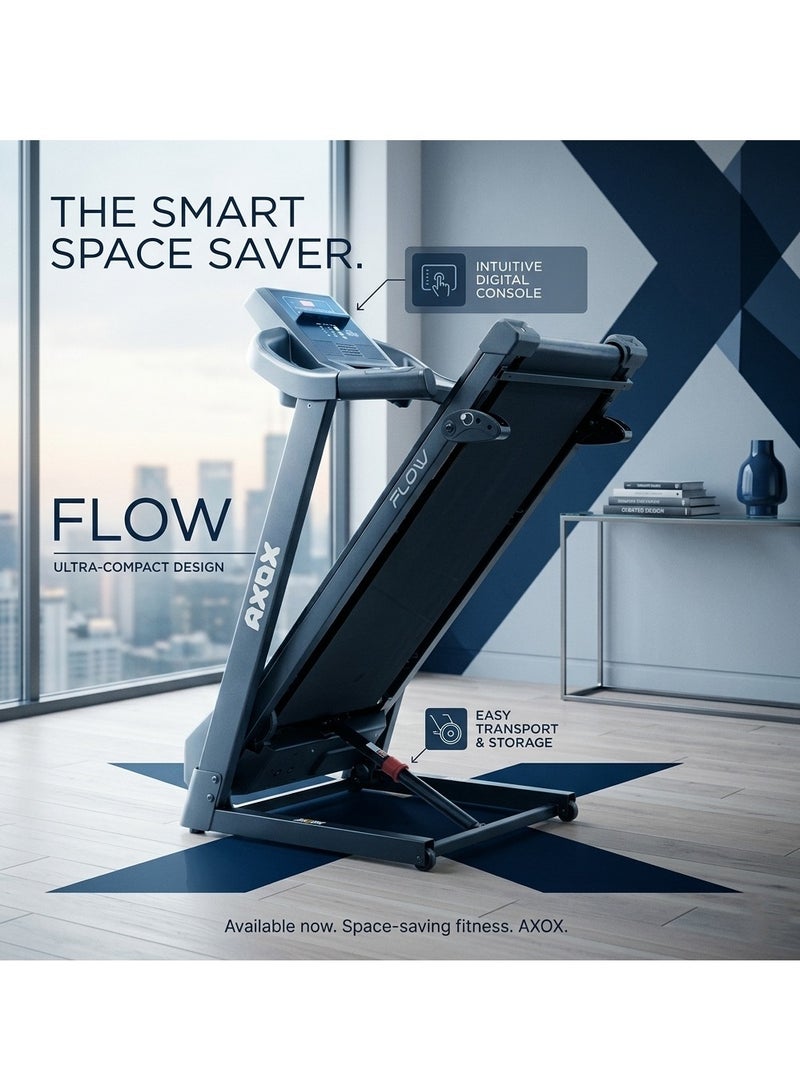Axox Fitness Flow Foldable Electric Treadmill for Home | Smart Running & Walking Machine with LED Display,Shock Absorption & Silent Motor for Home Gym Workouts - Image 2