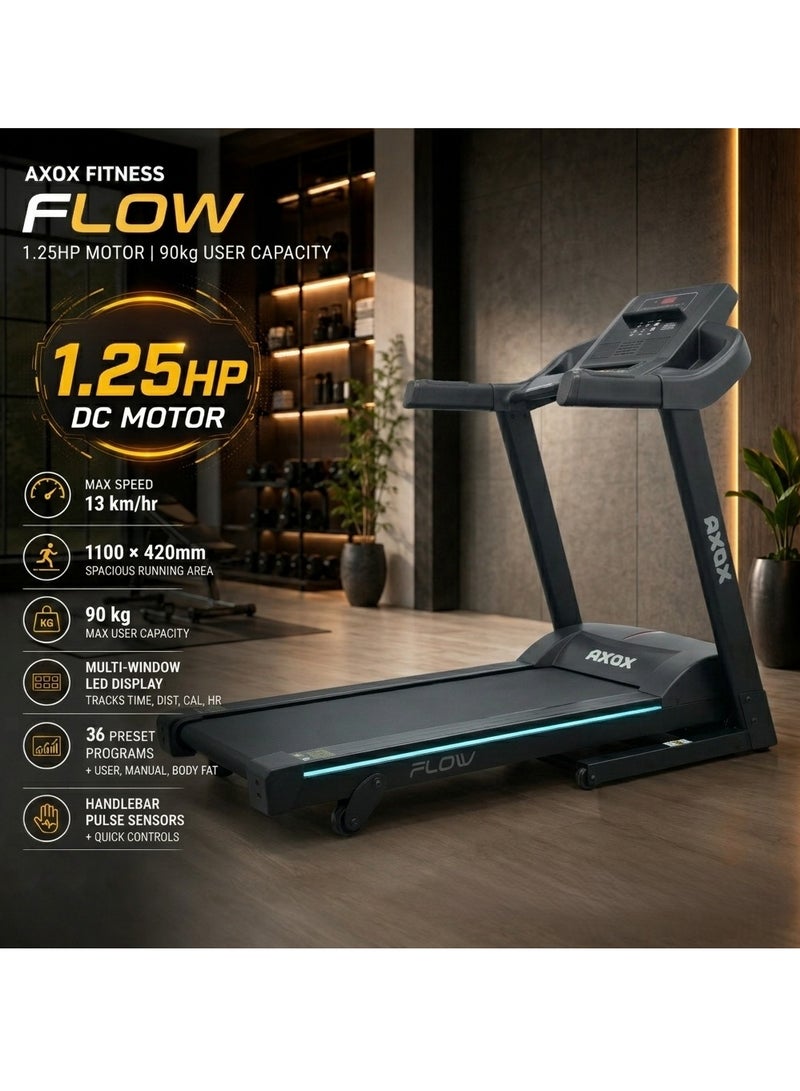 Axox Fitness Flow Foldable Electric Treadmill for Home | Smart Running & Walking Machine with LED Display,Shock Absorption & Silent Motor for Home Gym Workouts - Image 4