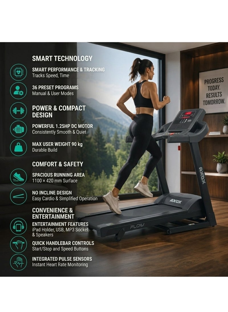 Axox Fitness Flow Foldable Electric Treadmill for Home | Smart Running & Walking Machine with LED Display,Shock Absorption & Silent Motor for Home Gym Workouts - Image 5