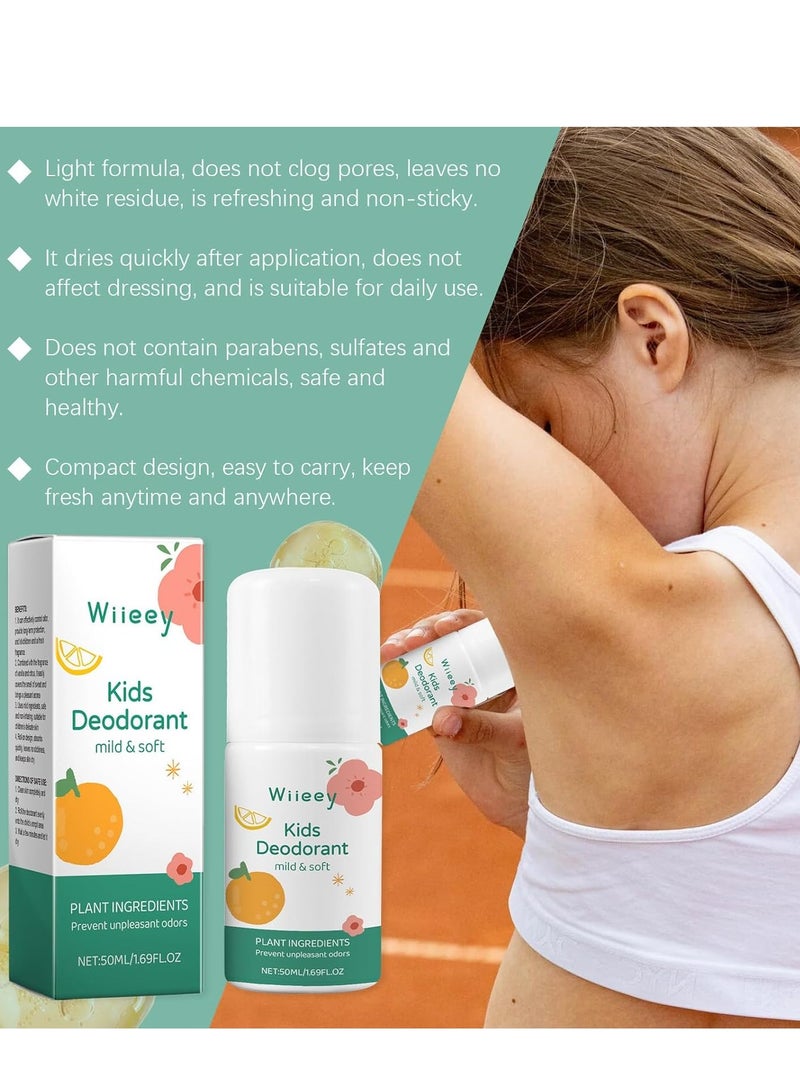 وي مزيل عرق طبيعي للأطفال والمراهقين، ٥٠ مل، خالٍ من الألومنيوم والكحول والبارابين، حماية من الروائح تدوم ٢٤ ساعة، رائحة منعشة ونظيفة، للأطفال والمراهقين، مزيل عرق مضاد للحساسية - Image 5