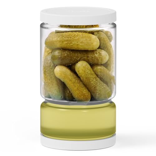 ForTidy Glass Pickle Jar with Strainer Flip for Pickle Lover - 45OZ Leakproof Airtight Juice Separator for Olive, Gherkin or Chilli, BPA Free, Dishwasher and Refrigerator Safe (White, 45 oz*1 pack) - Image 1