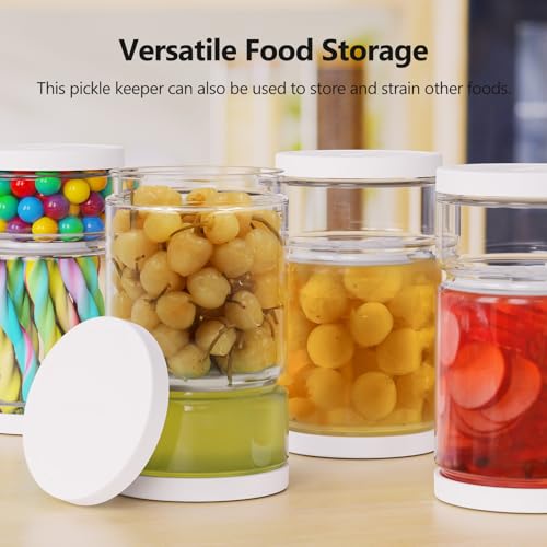 ForTidy Glass Pickle Jar with Strainer Flip for Pickle Lover - 45OZ Leakproof Airtight Juice Separator for Olive, Gherkin or Chilli, BPA Free, Dishwasher and Refrigerator Safe (White, 45 oz*1 pack) - Image 3