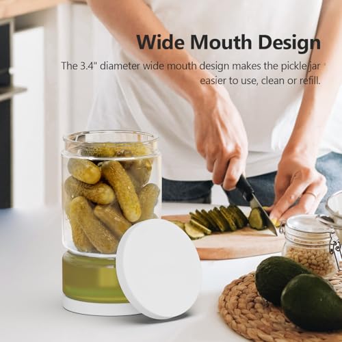 ForTidy Glass Pickle Jar with Strainer Flip for Pickle Lover - 45OZ Leakproof Airtight Juice Separator for Olive, Gherkin or Chilli, BPA Free, Dishwasher and Refrigerator Safe (White, 45 oz*1 pack) - Image 5