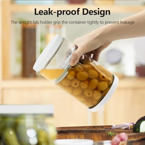 ForTidy Glass Pickle Jar with Strainer Flip for Pickle Lover - 45OZ Leakproof Airtight Juice Separator for Olive, Gherkin or Chilli, BPA Free, Dishwasher and Refrigerator Safe (White, 45 oz*1 pack) - Image 4