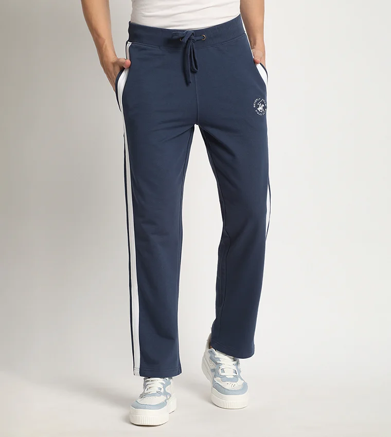 BEVERLY HILLS POLO CLUB  Beverly Hills Polo Club Plain Mid Waist Drawstring Pants with Side Stripes for Men | Best Price UAE