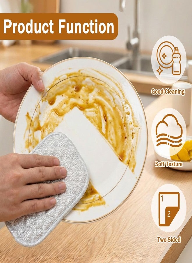 LUSTRIB 4 Pcs Double Side Non Scratch Wire Dishcloth, Multipurpose Wire Dishwashing Rags for Wet and Dry Cleaning, Reusable Metal Wash Cloth for Kitchen Cookware (4.7 x 6.3in) - Image 3