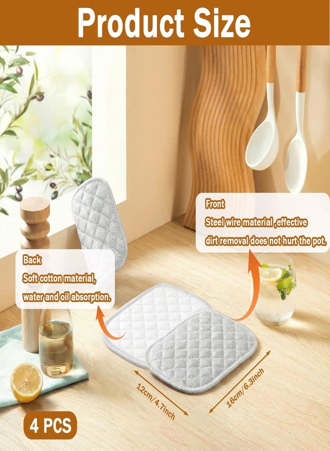LUSTRIB 4 Pcs Double Side Non Scratch Wire Dishcloth, Multipurpose Wire Dishwashing Rags for Wet and Dry Cleaning, Reusable Metal Wash Cloth for Kitchen Cookware (4.7 x 6.3in) - Image 2