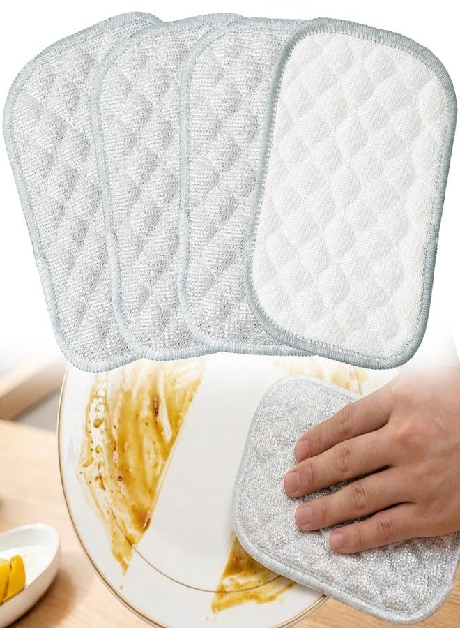 LUSTRIB 4 Pcs Double Side Non Scratch Wire Dishcloth, Multipurpose Wire Dishwashing Rags for Wet and Dry Cleaning, Reusable Metal Wash Cloth for Kitchen Cookware (4.7 x 6.3in) - Image 1