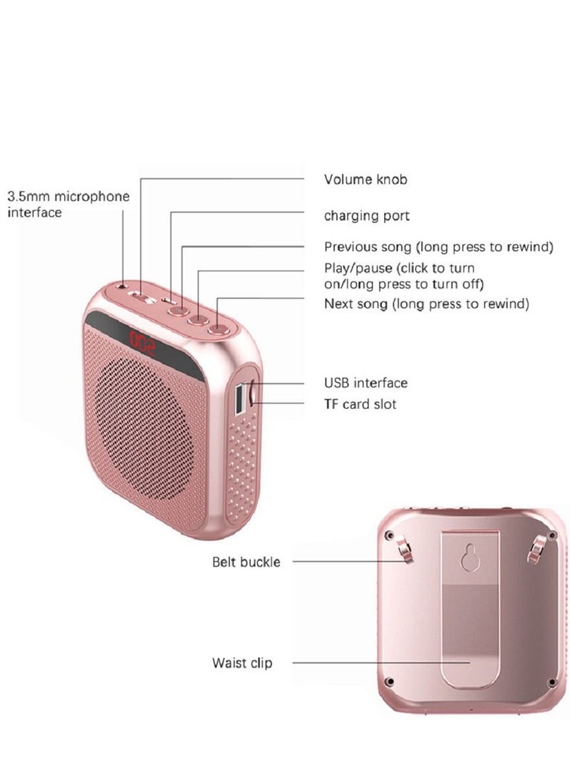 Generic Portable Voice Amplifier with Wired Microphone Headset Rechargeable Speaker Personal Microphone Speech Amplifier Power Amplifiers Loudspeaker for Teachers/Metting/Tour Guide (Rose Gold)  - Image 3