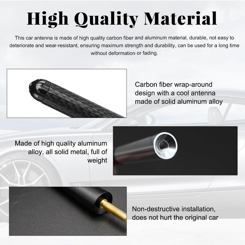 Sylvil Car Short Antenna, 3.15" Aluminum Radio Antennas Replacement, Carbon Fiber Antenna Kit with Screws, AM/FM Roof Mount Car Radio Reception Antennas Mast for Most Cars SUVs (Black) - Image 4