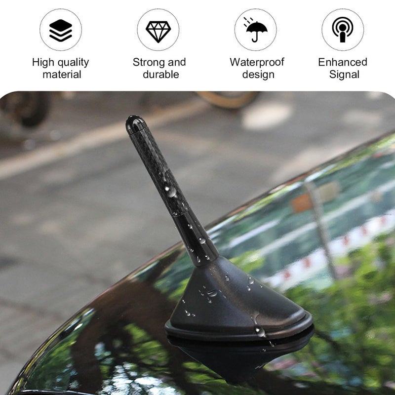 Sylvil Car Short Antenna, 3.15" Aluminum Radio Antennas Replacement, Carbon Fiber Antenna Kit with Screws, AM/FM Roof Mount Car Radio Reception Antennas Mast for Most Cars SUVs (Black) - Image 5