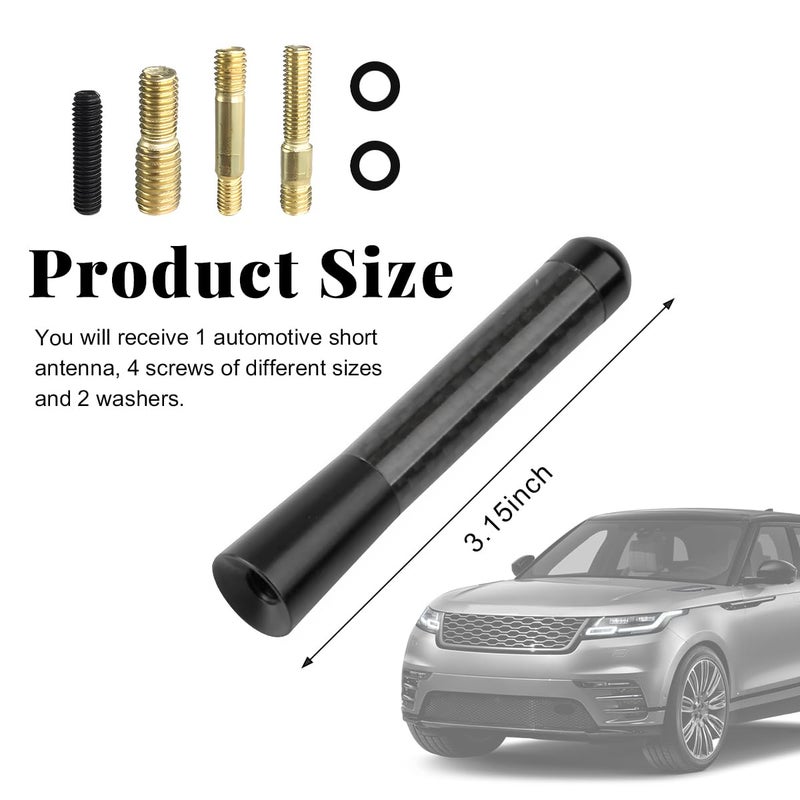 Sylvil Car Short Antenna, 3.15" Aluminum Radio Antennas Replacement, Carbon Fiber Antenna Kit with Screws, AM/FM Roof Mount Car Radio Reception Antennas Mast for Most Cars SUVs (Black) - Image 2