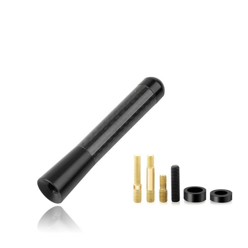 Sylvil Car Short Antenna, 3.15" Aluminum Radio Antennas Replacement, Carbon Fiber Antenna Kit with Screws, AM/FM Roof Mount Car Radio Reception Antennas Mast for Most Cars SUVs (Black) - Image 1
