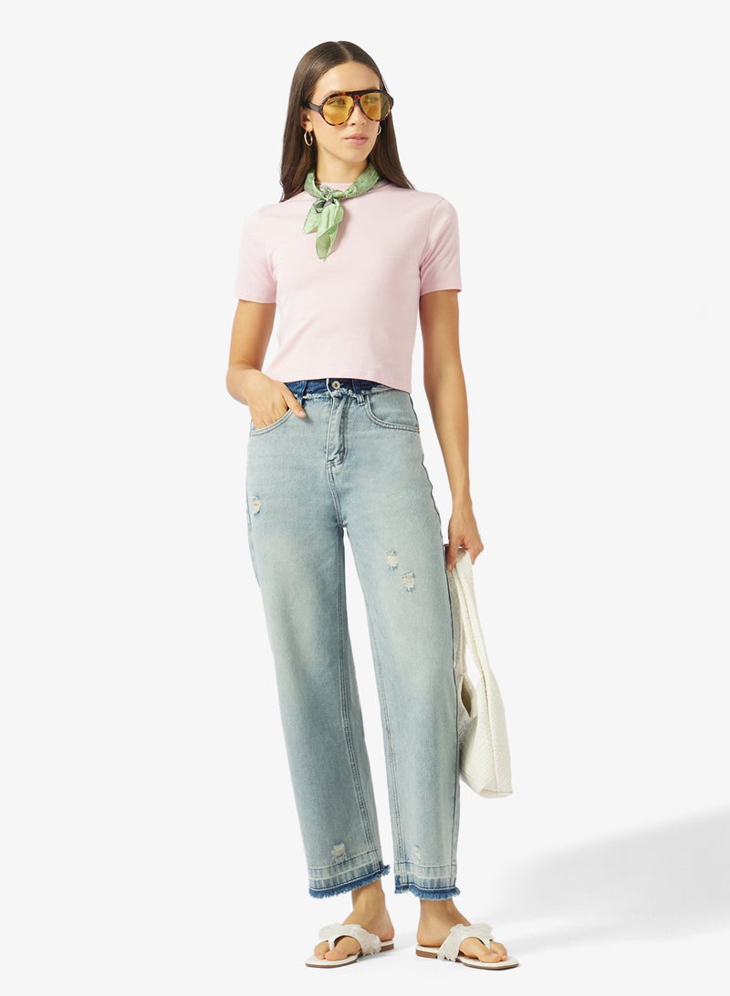 Ginger Mid Rise Wide Leg Distressed Jeans - Image 2