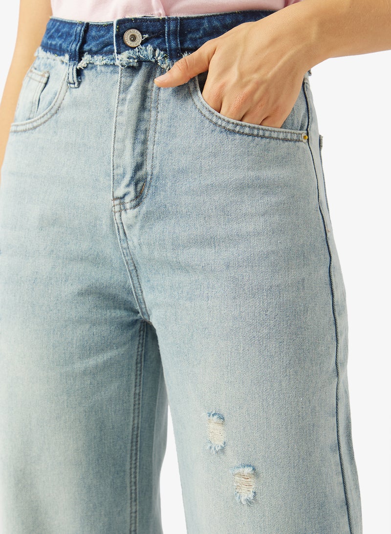 Ginger Mid Rise Wide Leg Distressed Jeans - Image 4