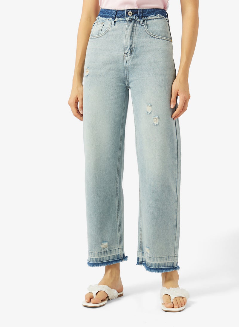 Ginger Mid Rise Wide Leg Distressed Jeans - Image 1