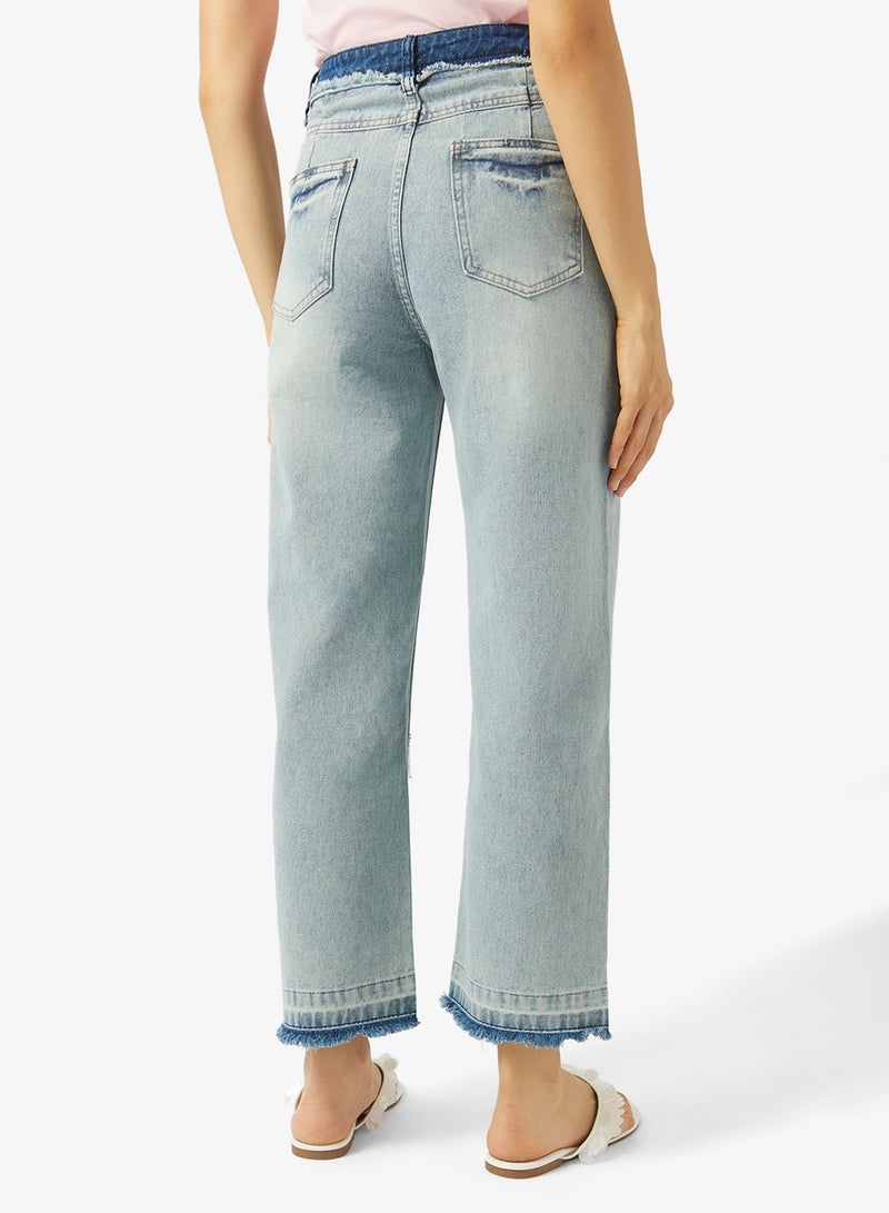Ginger Mid Rise Wide Leg Distressed Jeans - Image 3