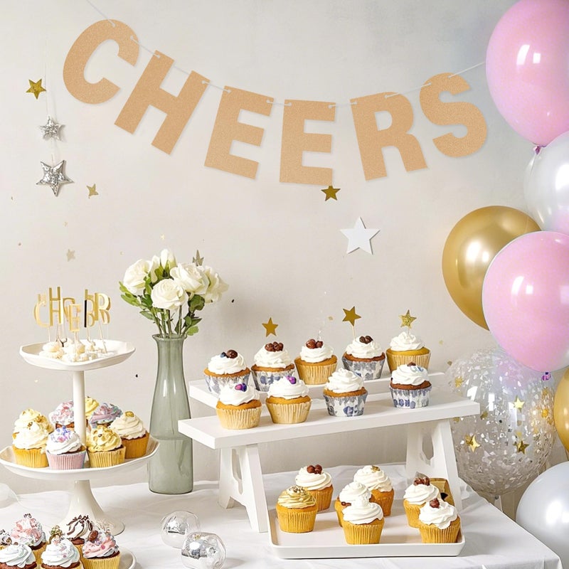 mifengda Diy Banner Kit With Letters Glitter Letters Champagne Customizable Birthday Graduation Banner Custom Party Hanging Banner For Graduation Wedding Party Baby Shower Decoration(Champagne) - Image 5